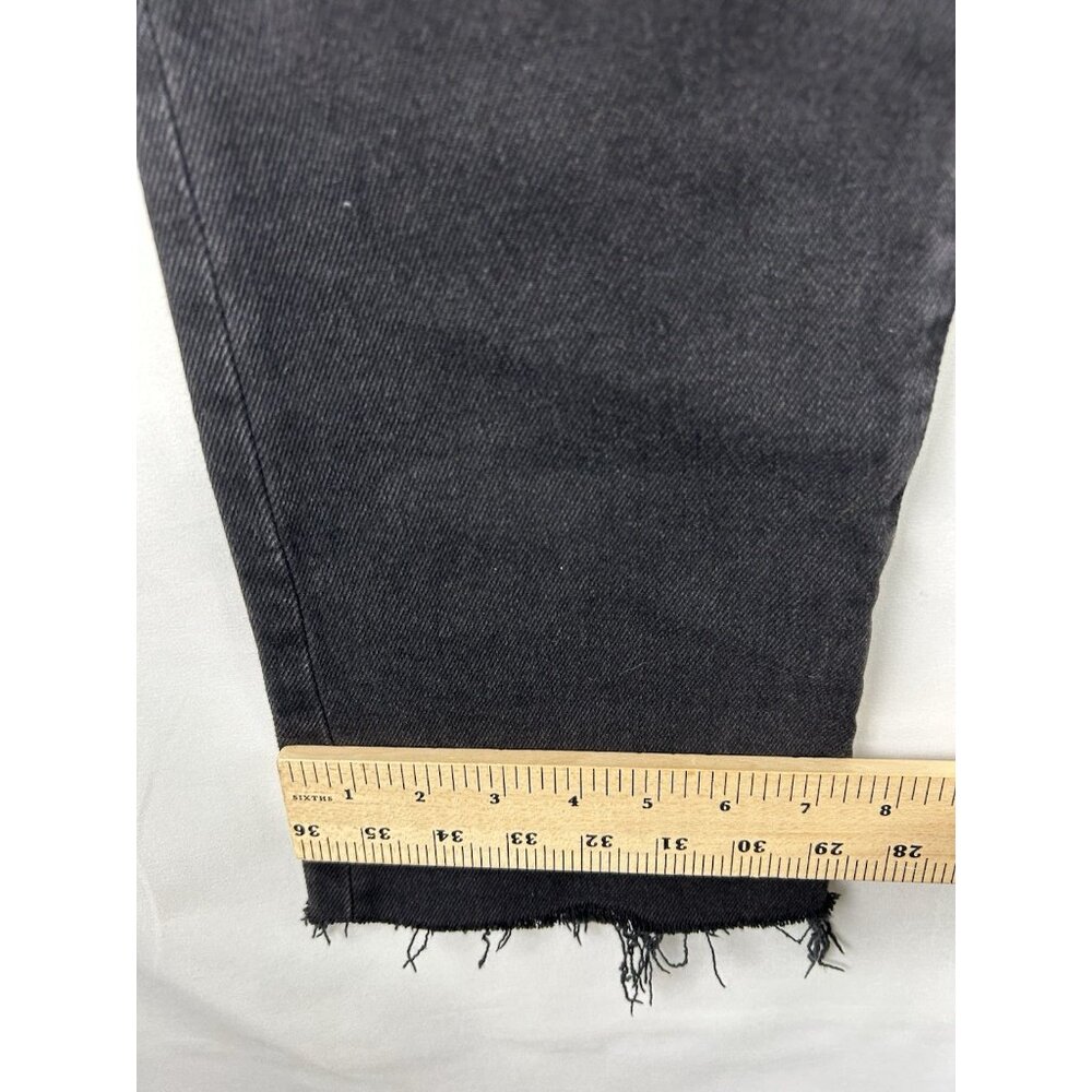 Madewell Womens Sz 28 Black Wash Cali Demi-Boot Jeans Raw Hem Stretch Denim Zip - Picture 4 of 16